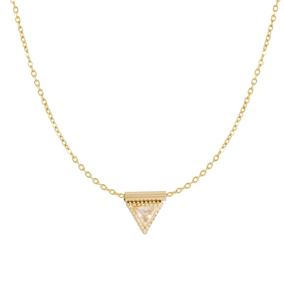 Jewelry - Gold trendy triangle CZ pendant necklace